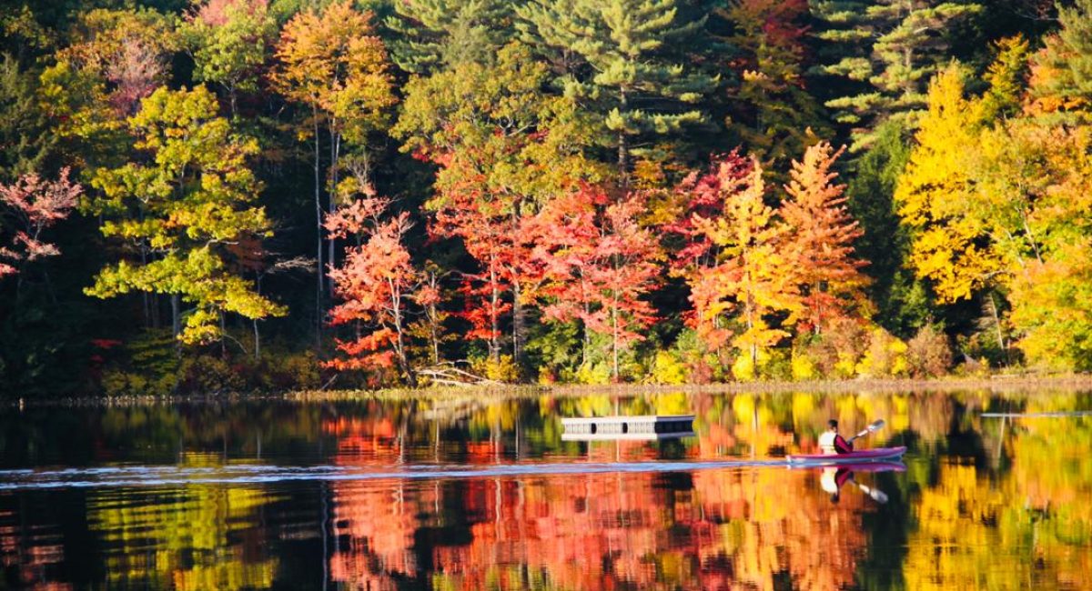 kayaking in fall foliage